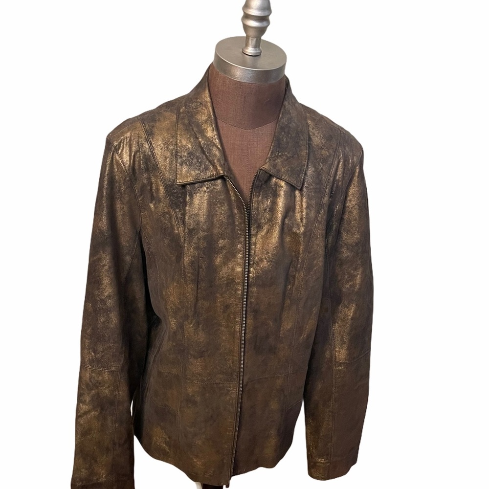 Sale‼️Tribal pewter metallic leather jacket